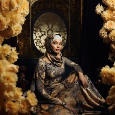 LUJIN Two Piece Lycra Jacquard Hijabs