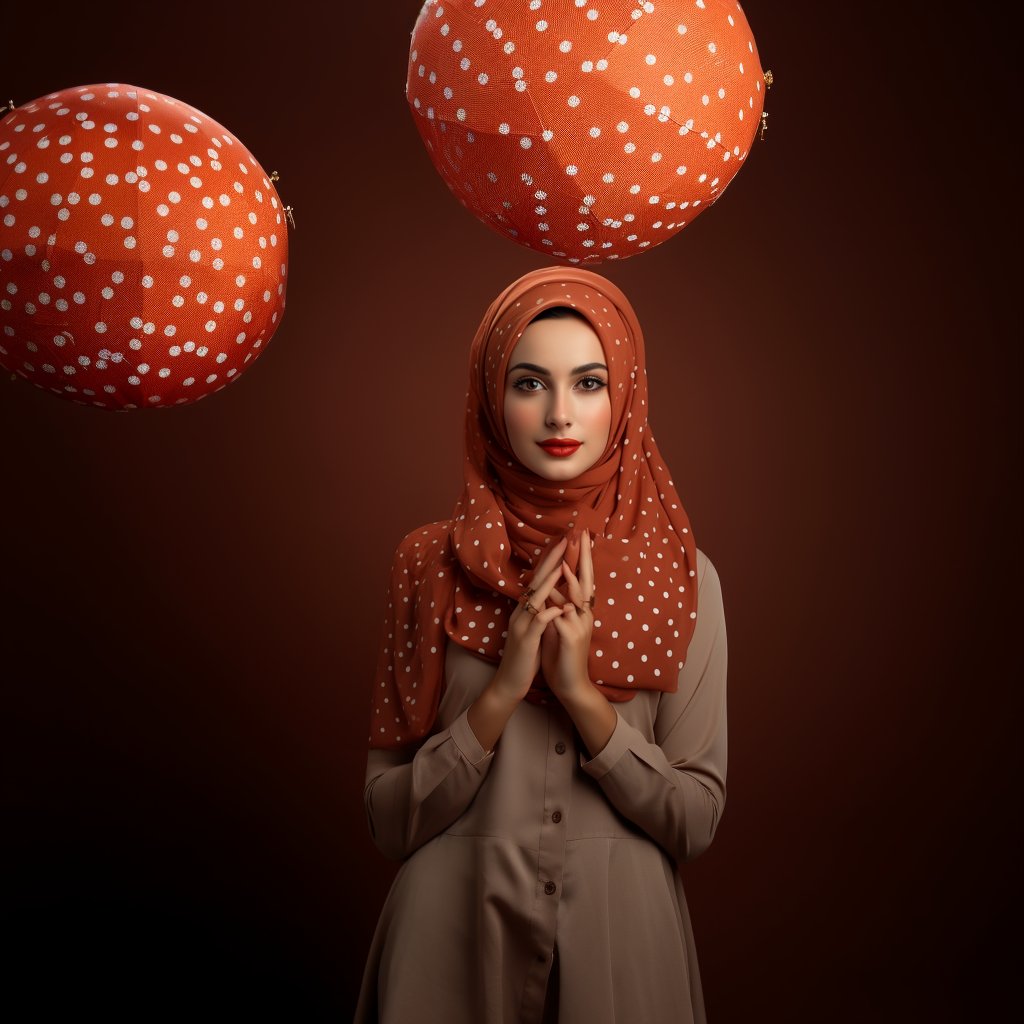 HAYAT Polka-Dot Crepe Chiffon Shawls