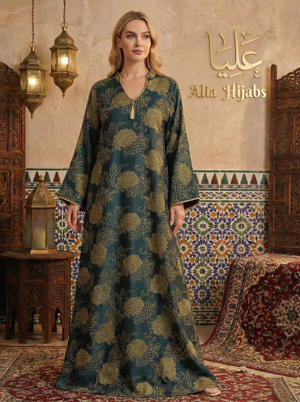 Pine Green & Golden Brocade