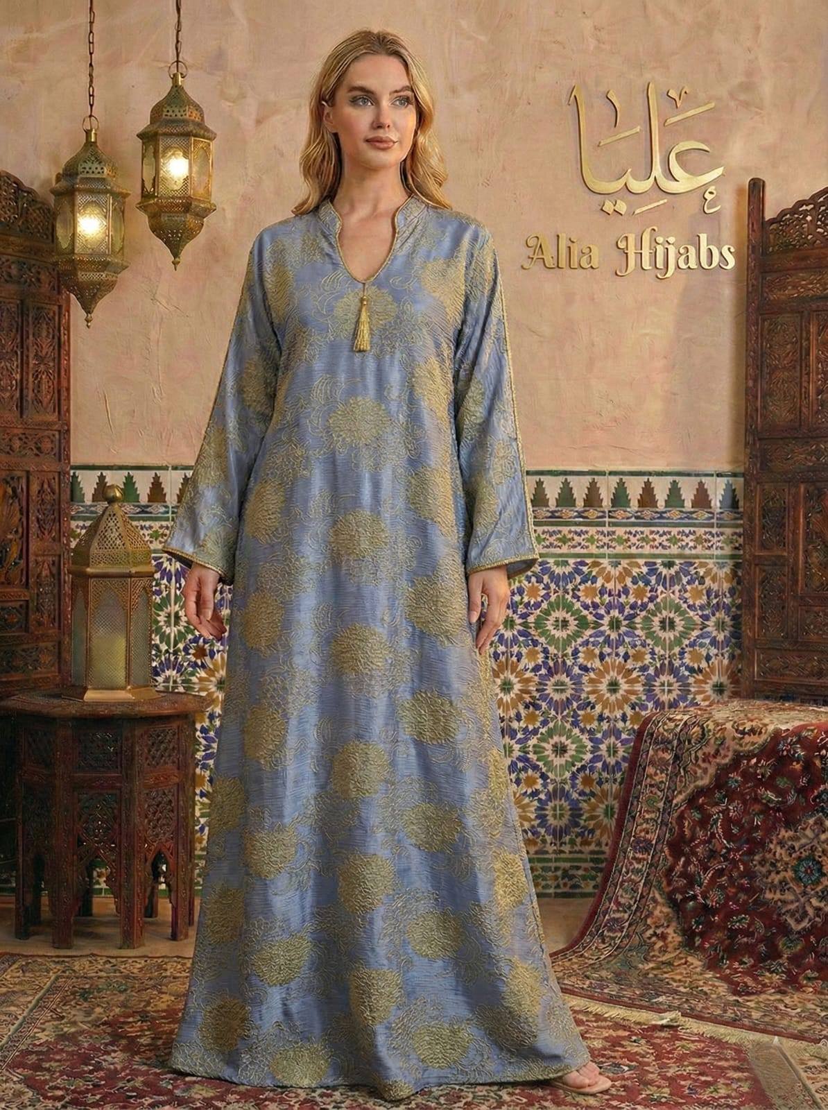 Wild blue & Golden Brocade