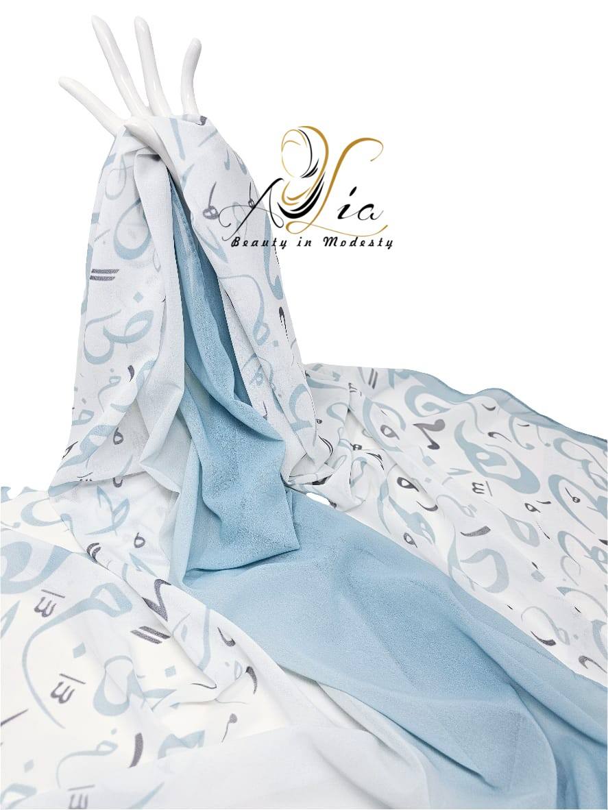 Light Turquoise Shadow Arabic Letter Shawl