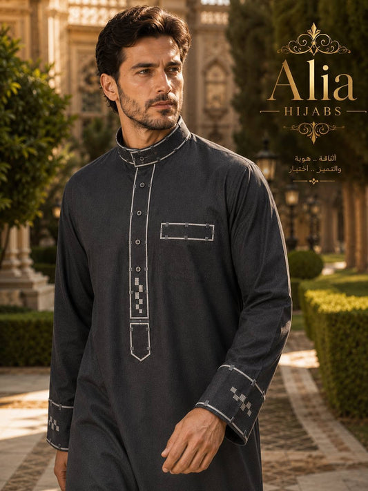 Dark Gray / Silver & Black Embroidery