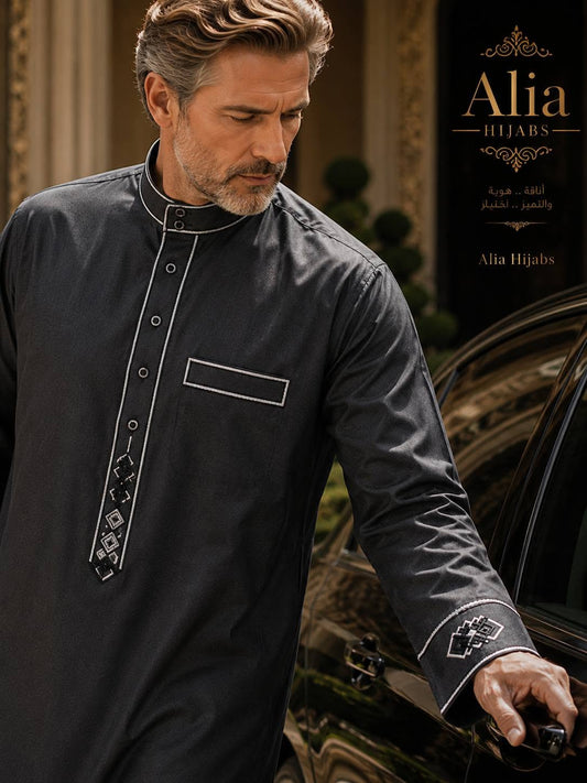 Charcoal / White & Black Embroidery 1481-02
