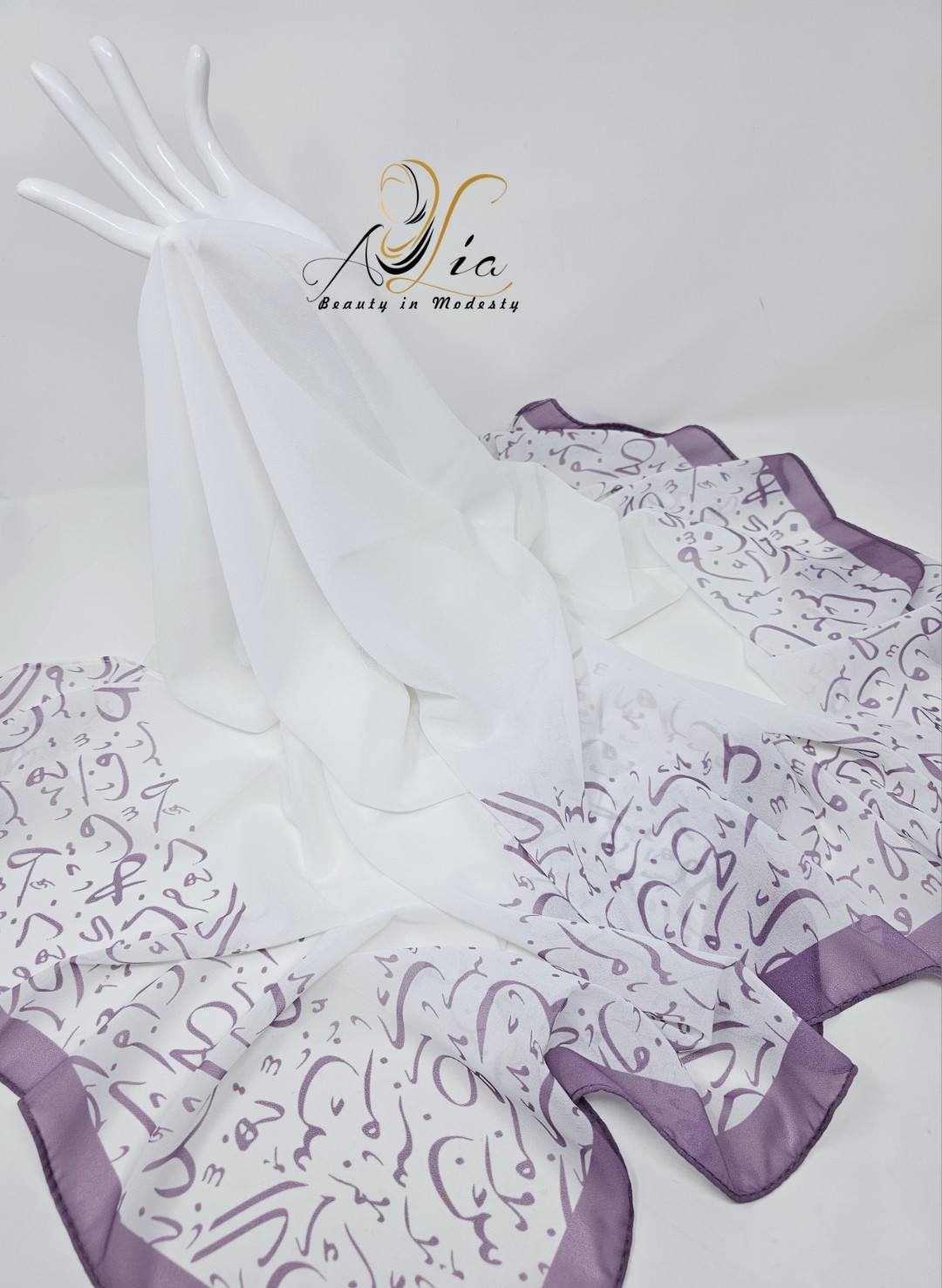 Purple Border Arabic Letter Shawl