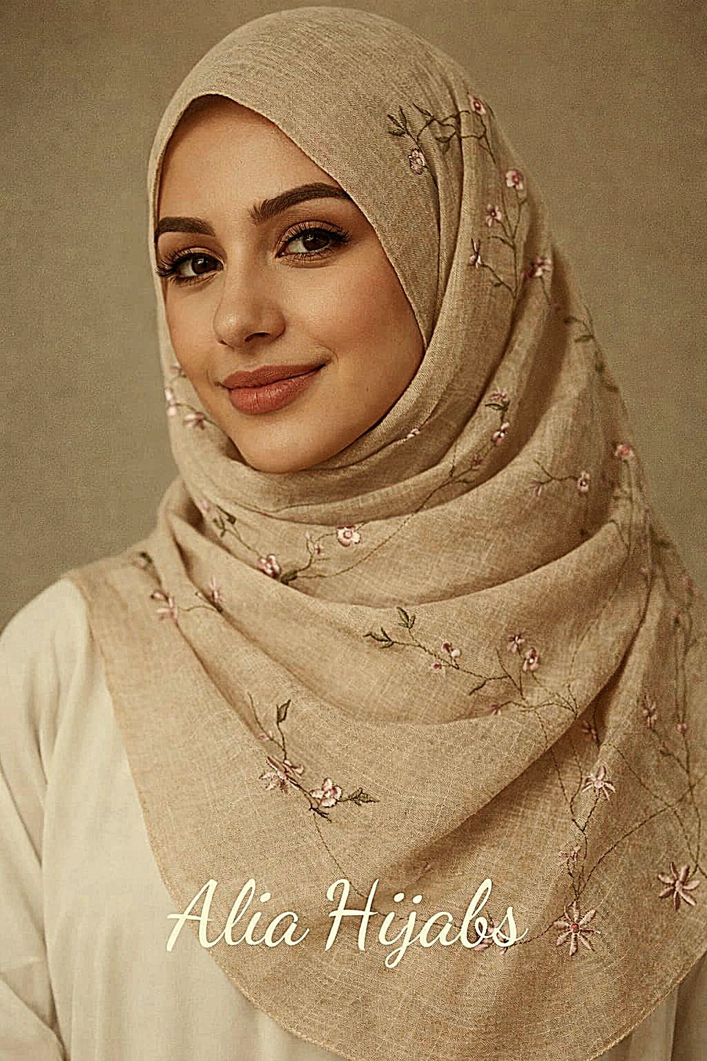 Khaki/Pink/Green Cotton Shawl 9161