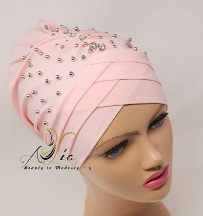 Fancy Lycra Turban With Diamond Beads, Available In Different Colors