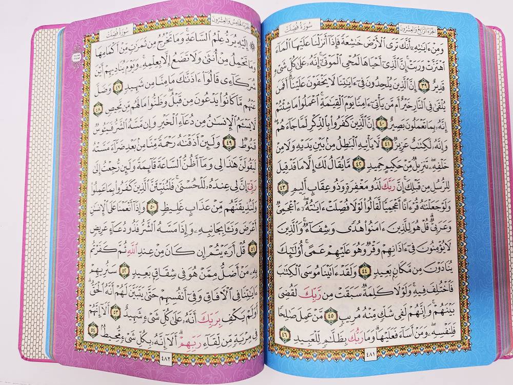 Large Colored Holy Quran 20 x 14 CM = 8" x 5.5"