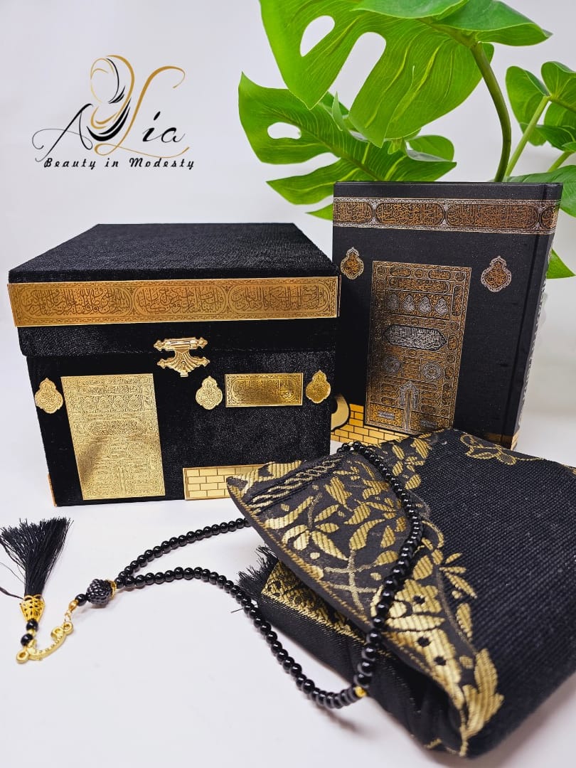 Medium Size of Holy Kaaba Box, Quran Book, Prayer Rug & Prayer Beads