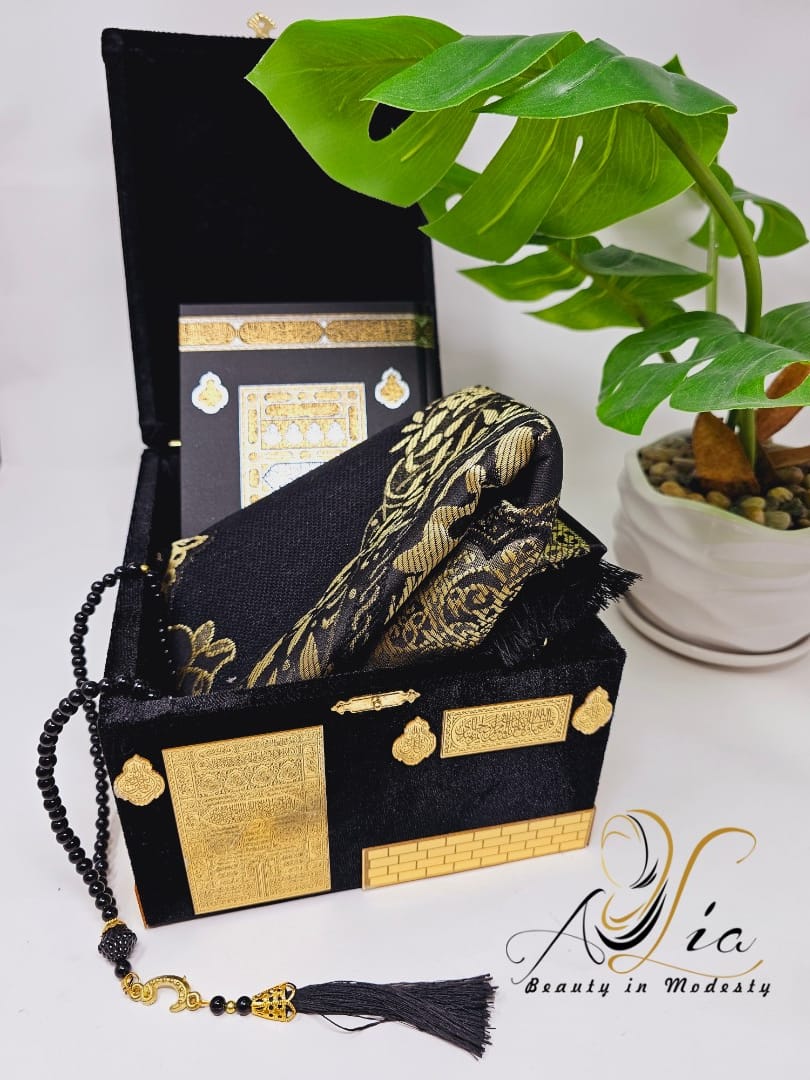 Medium Size of Holy Kaaba Box, Quran Book, Prayer Rug & Prayer Beads