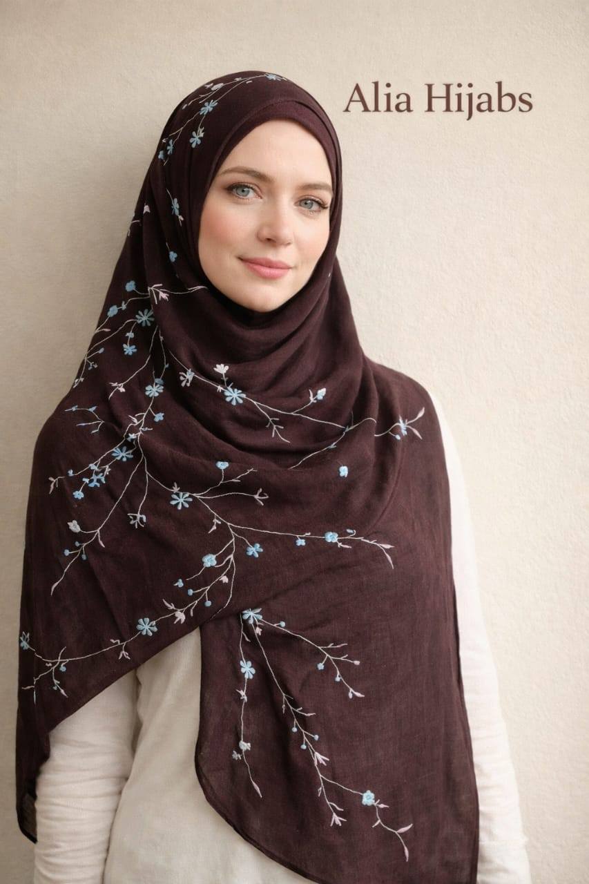 Choco Brown/Blue/Pink Cotton Shawl 0777
