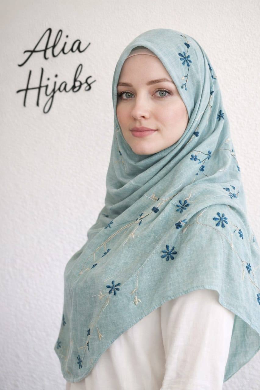 Turquoise/Teal Blue/Gold Cotton Shawl 4649