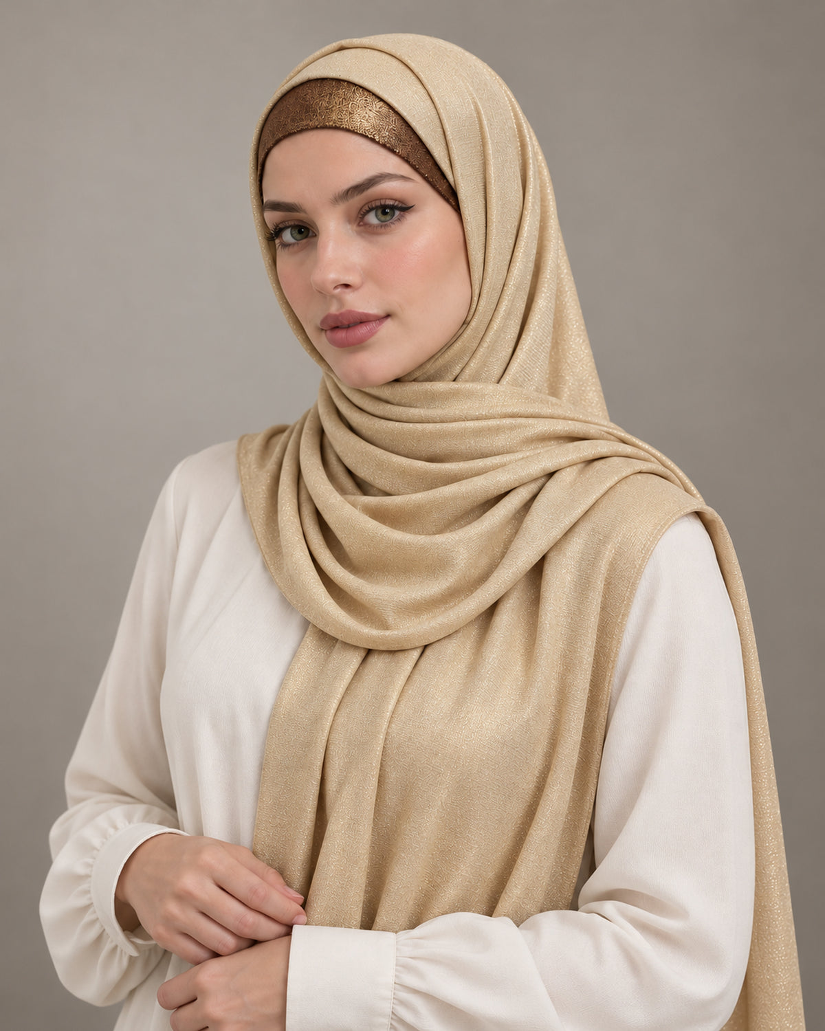 Sparkly Golden Jersey Shawl JER-24