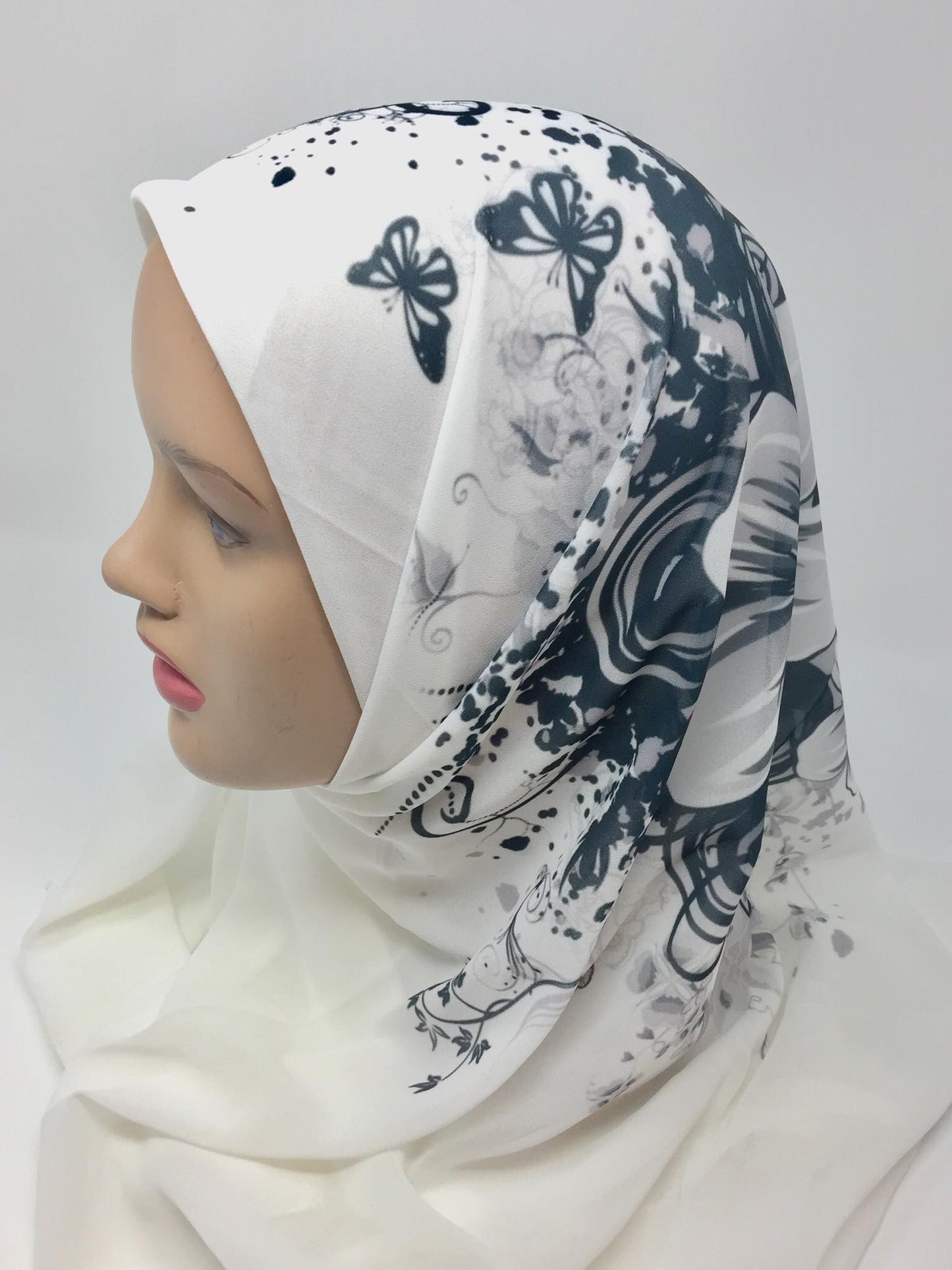 White Georgette Scarf 006