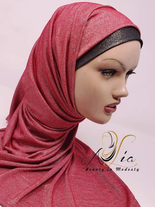 Sparkly Ruby & Silver Jersey Shawl JER-09