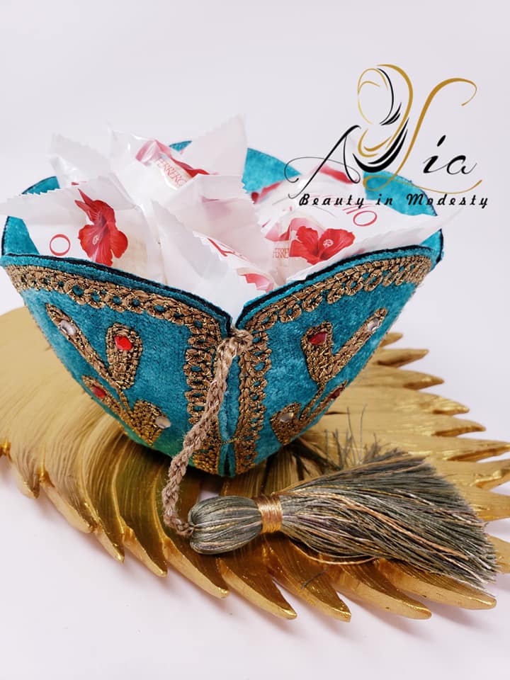 Azure Blue Decorated Serving Bowl