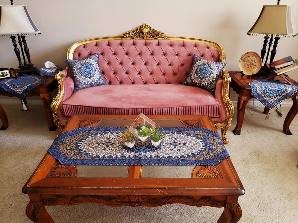 Blue 4 Pcs Set Oriental Chanel Tablecloths