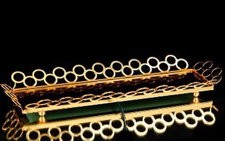 Golden Mirror Tray of Circles Design