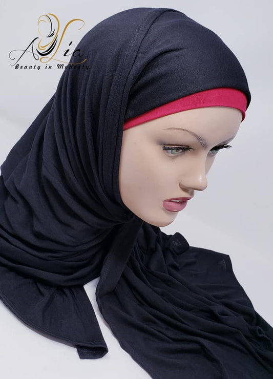 Black Matt Plain Jersey Shawls M-ShJ-02