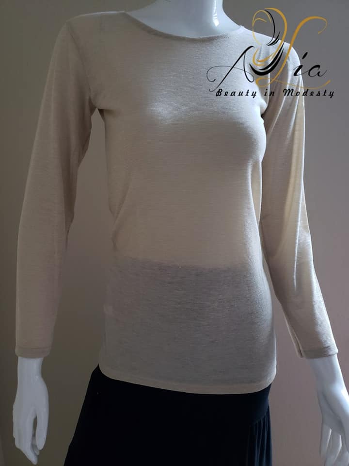 Beige Sparkly Jersey Shirt SH-J-08