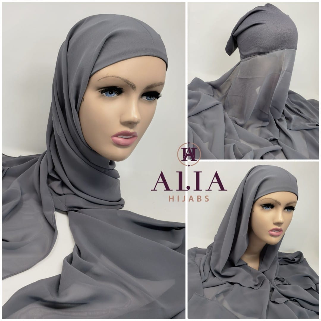Dark Grey Pin Less Instant Shawl PLIS-16