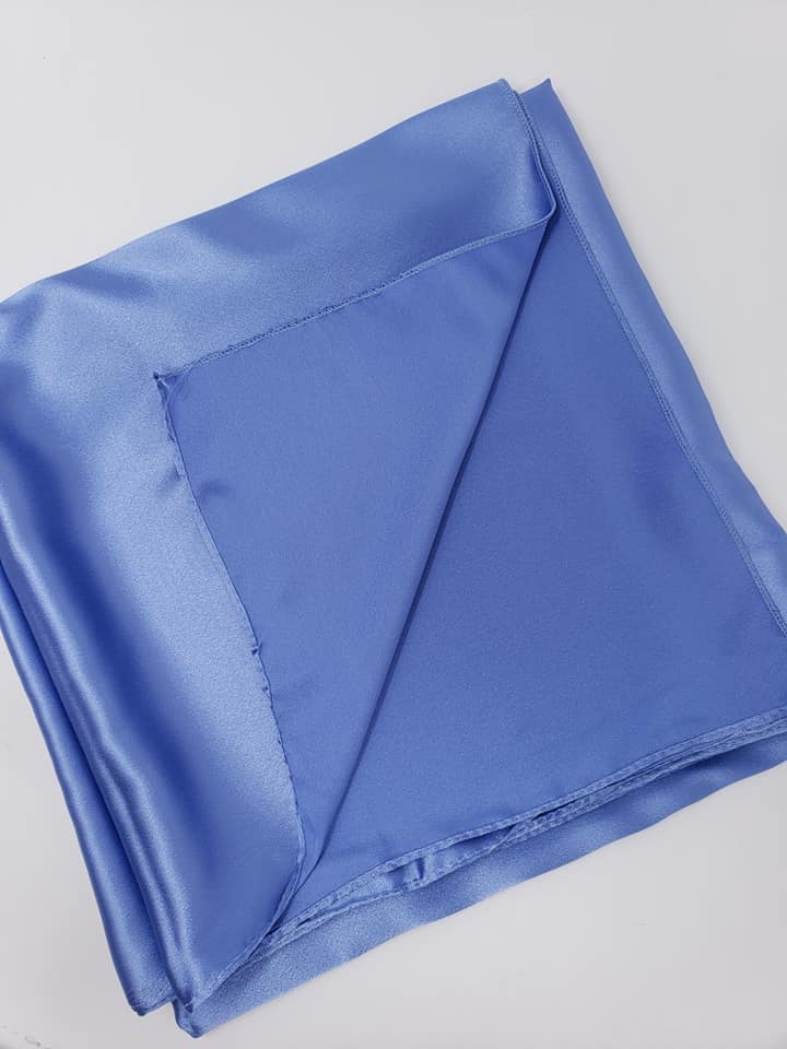 Sky Blue Double Face Silk Satin Square Scarf