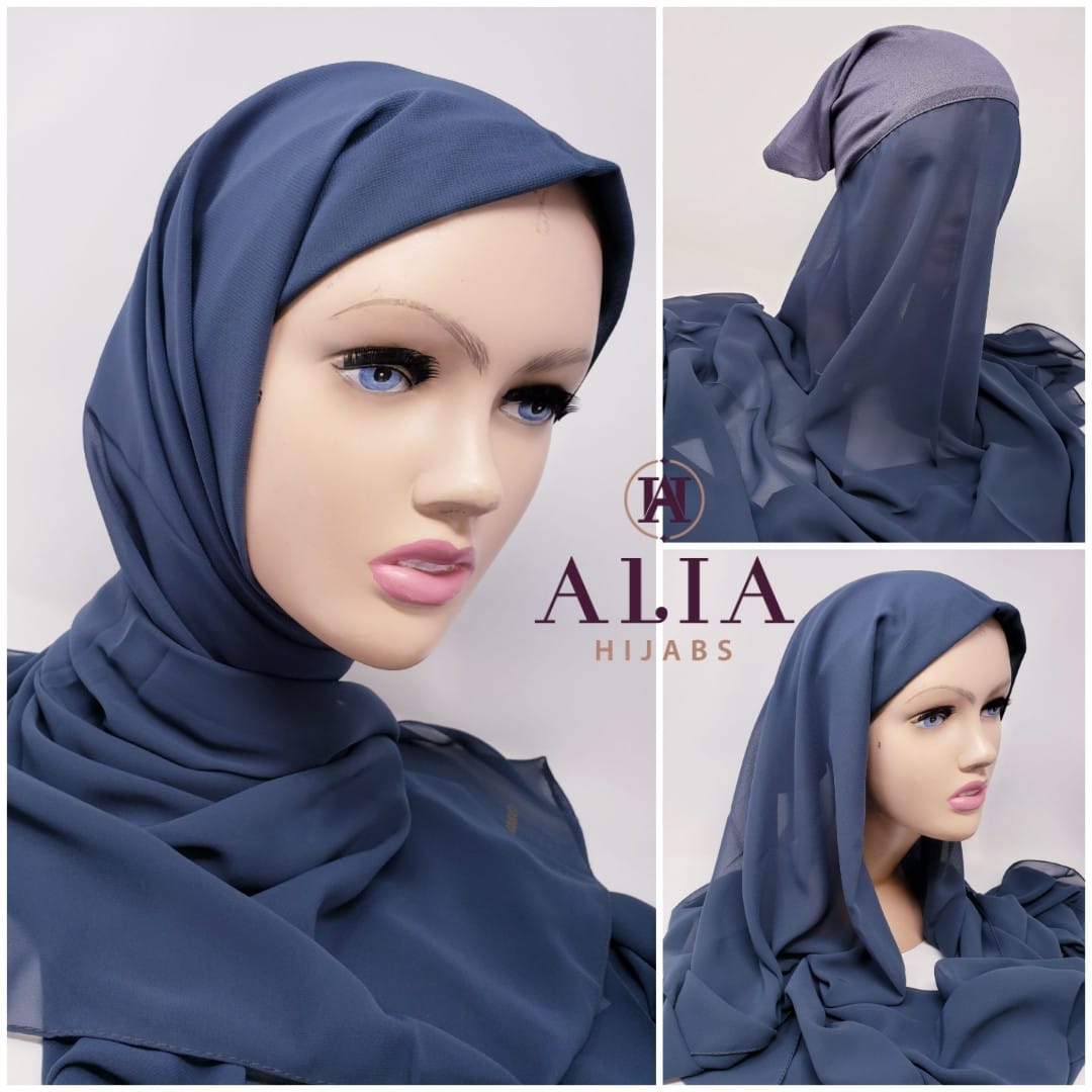 Denim Blue Pin Less Instant Shawl PLIS-05