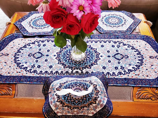 Navy Blue 4 Pcs Set Oriental Chanel Tablecloths