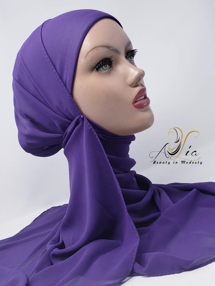 Purple Plain Capped Shawl, Cap-06