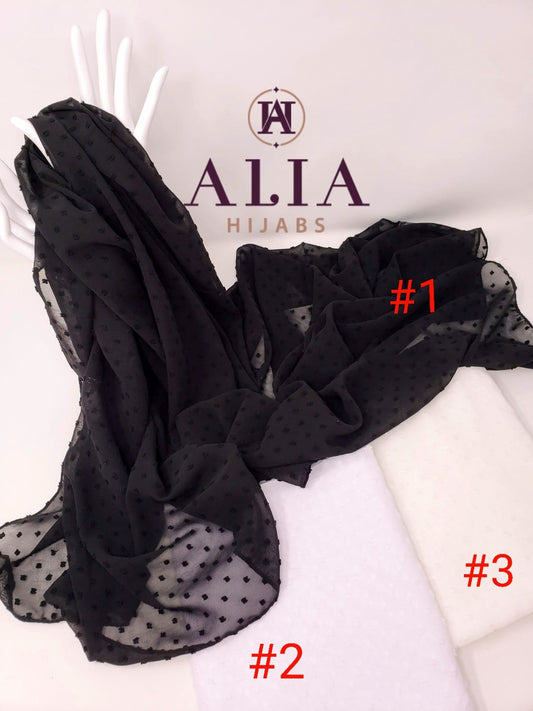 Polka-Dot Plain Crepe Chiffon Shawl Group # 1