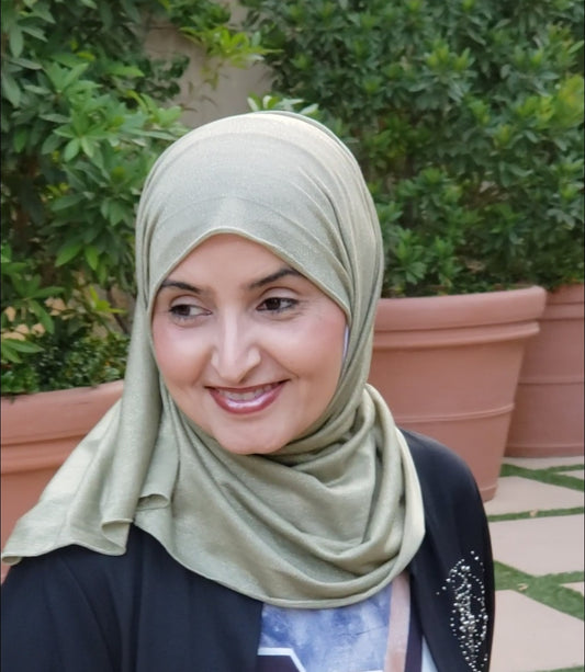 Sparkly Sage Green & Gold Jersey Shawl JER-07