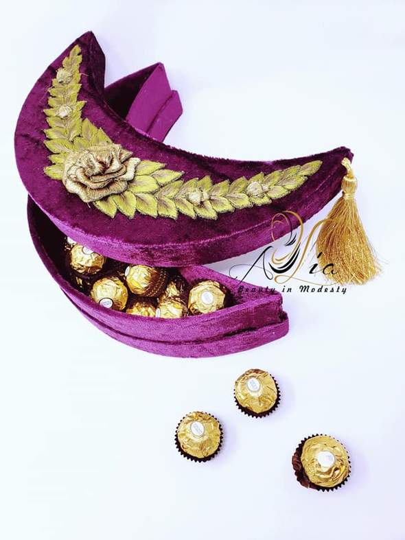 Purple Hand Crafted Crescent Guest Serving Container