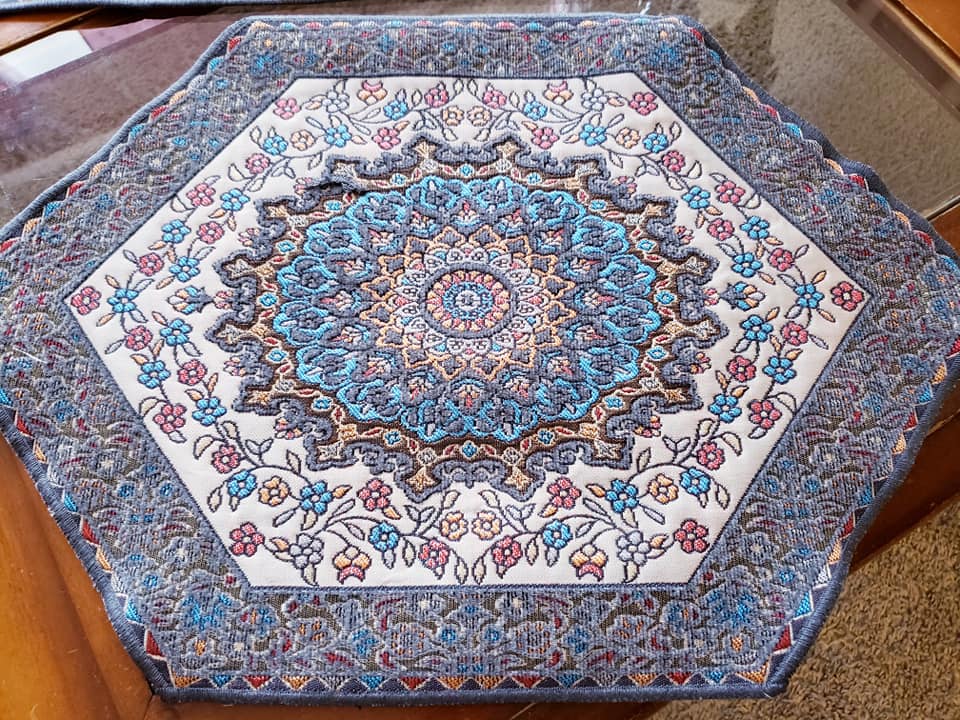 Gray 4 Pcs Set Oriental Chanel Tablecloths