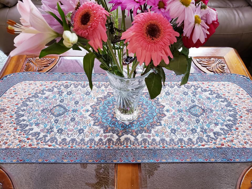 Gray 4 Pcs Set Oriental Chanel Tablecloths