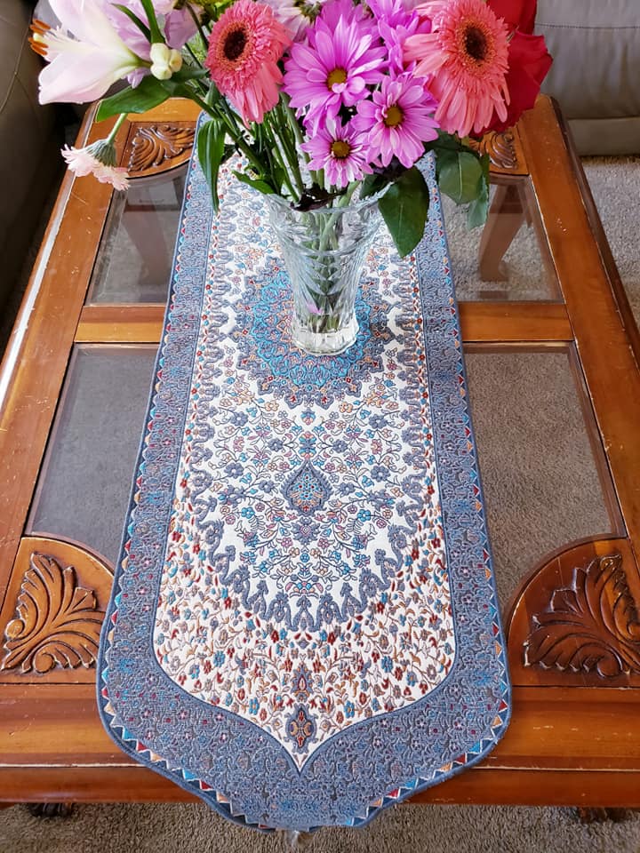 Gray 4 Pcs Set Oriental Chanel Tablecloths