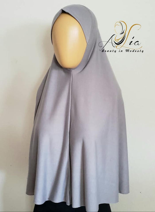 Cotton, Extra Long One Piece Gray Hijab