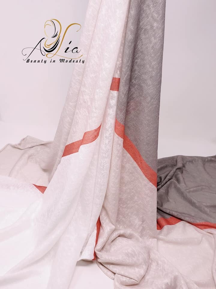 Light Beige & Gray Multicolored Jersey Shawl