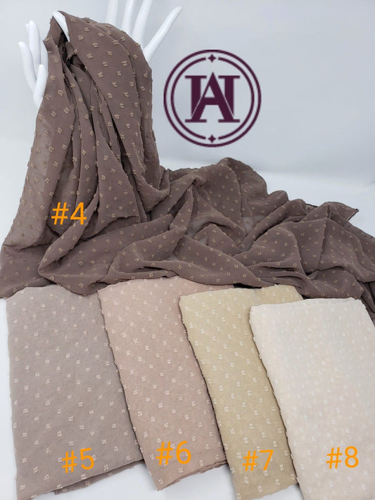 Polka-Dot Plain Crepe Chiffon Shawl Group # 2