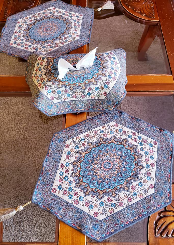 Gray 4 Pcs Set Oriental Chanel Tablecloths