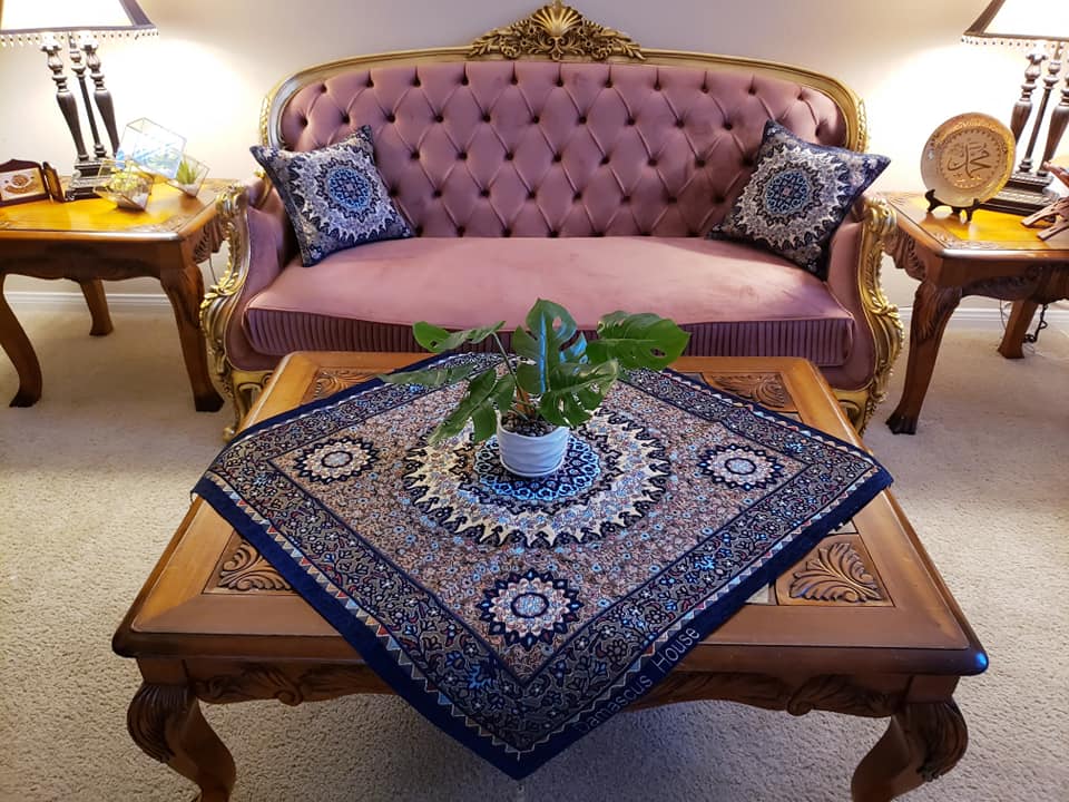 Navy Blue Oriental Chanel Square Tablecloth