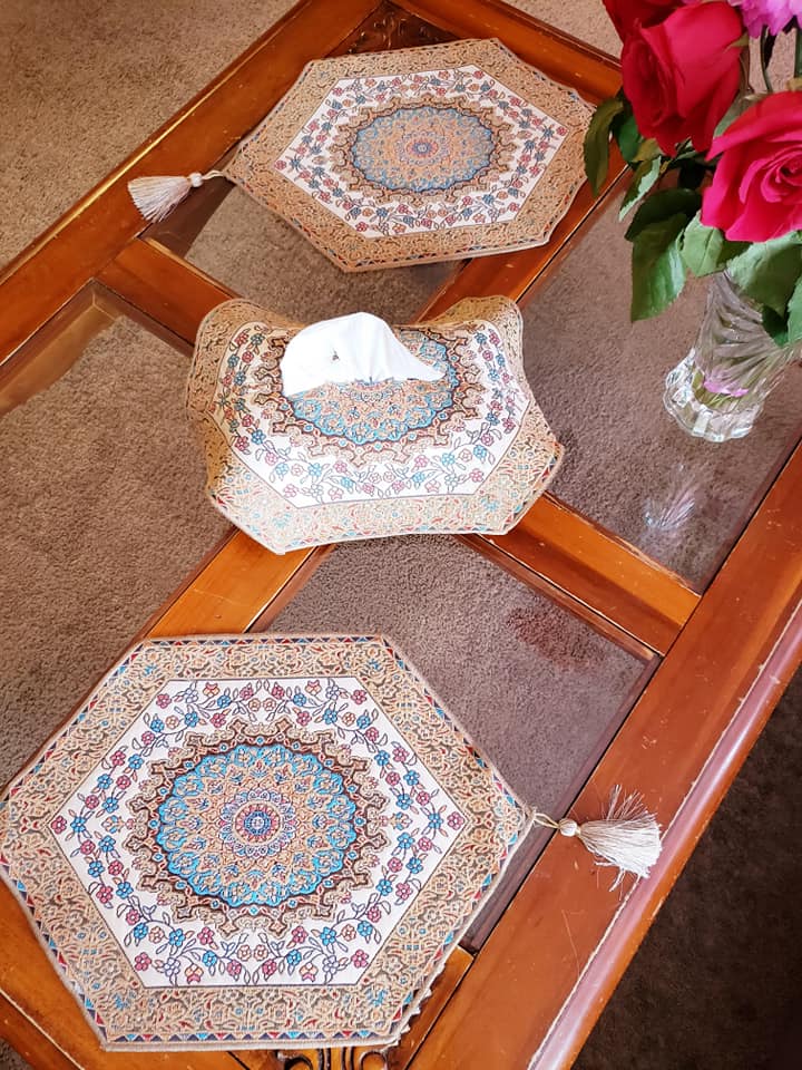 Dark Beige 4 Pcs Set Oriental Chanel Tablecloths