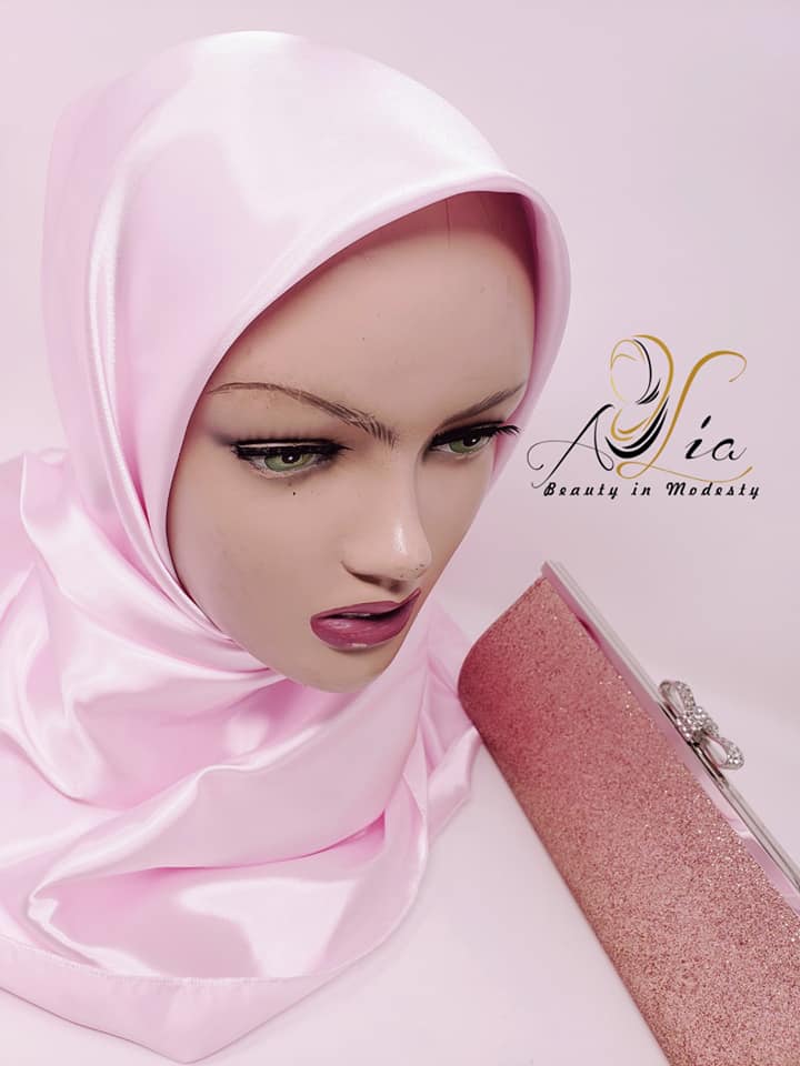 Pink Silk Satin Square Scarf