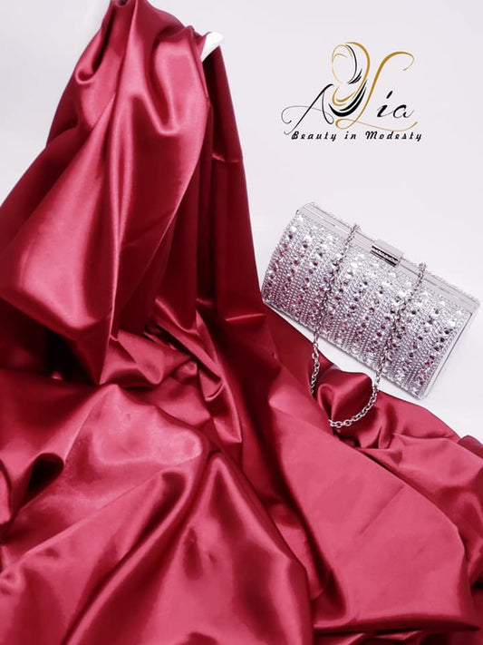 Burgundy Double Face Plain Satin Shawl