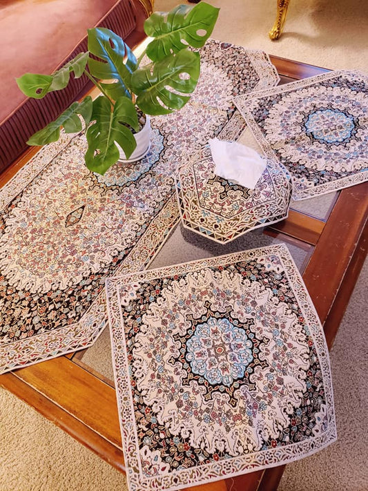 Light Beige 4 Pcs Set Oriental Chanel Tablecloths