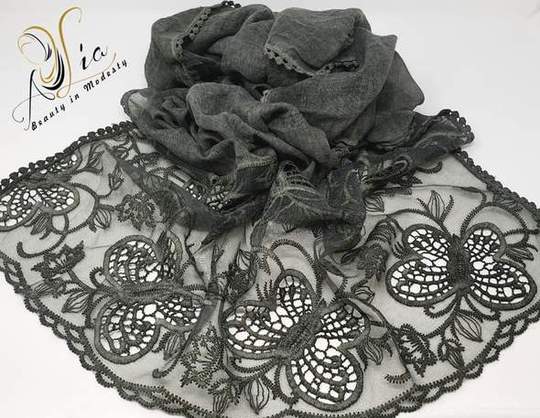 Olive Gray Plain Cotton Shawl