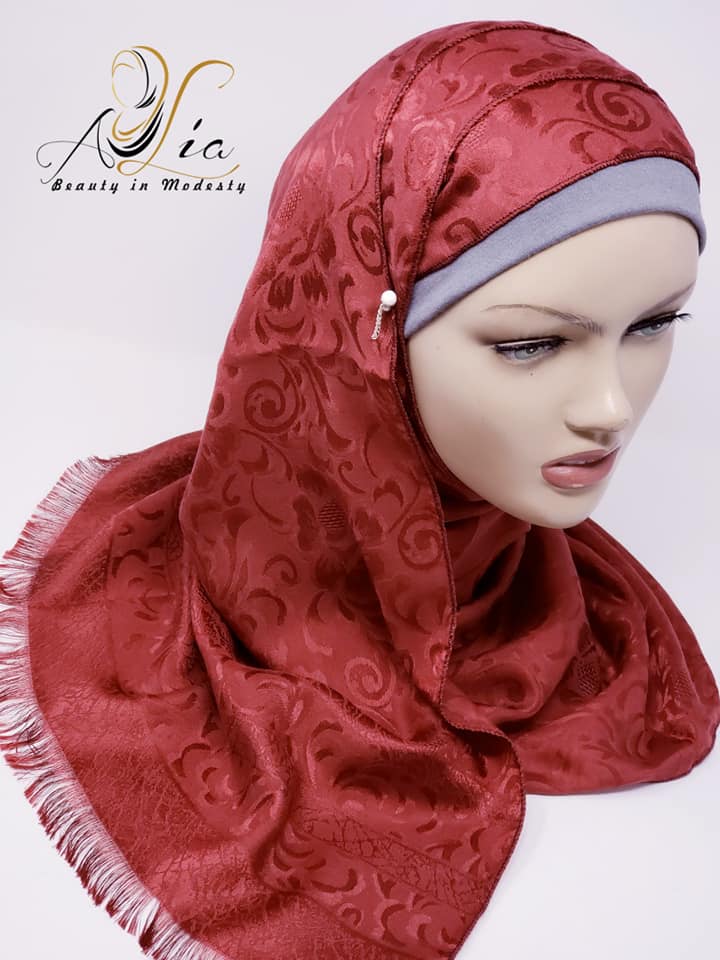 Maroon Synthetic Silk Satin Shawl
