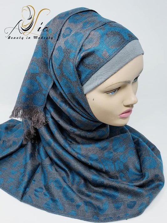 Green/Beige Printed Cotton Shawl