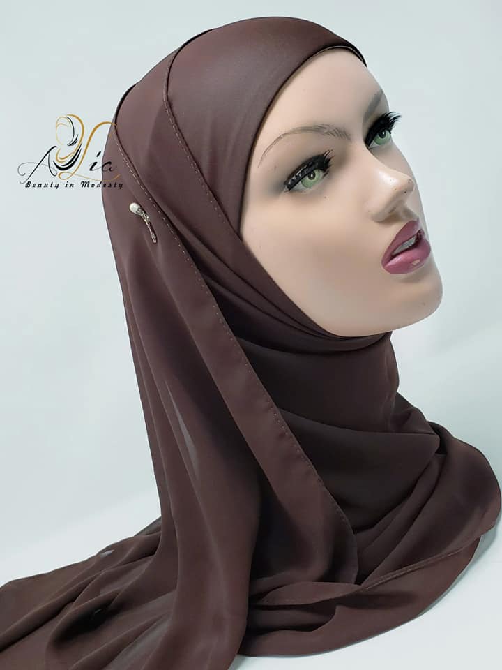 Dark Brown Plain Capped Shawl Cap-01