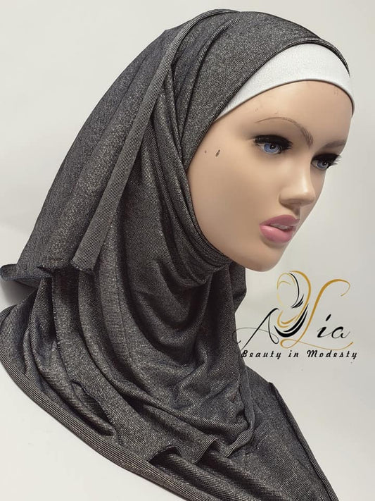 Sparkly Black & Silver Jersey Shawl JER-01