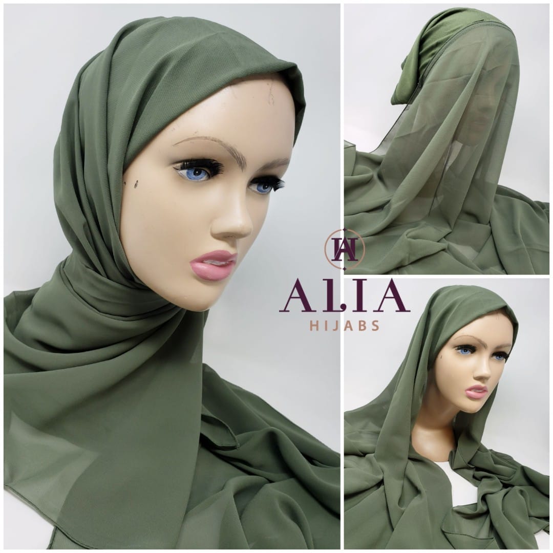 Basil Green Pin Less Instant Shawl PLIS-10