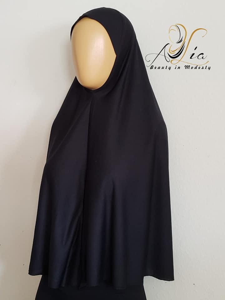 Cotton, Extra Long One Piece Black Hijab